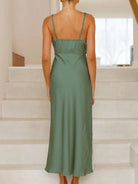 Satin Asymmetrical Midi Dress - Eaira
