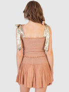 Smocked Tie Shoulder Top and Mini Skirt Set - Eaira