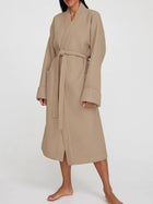 Waffle Knit Tie Waist Lounge Nightgown - Eaira